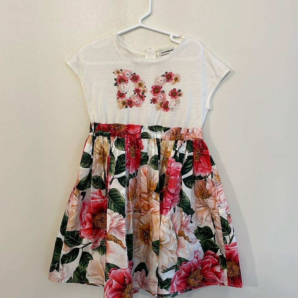 Dolce & Gabbana White and Pink Floral Kids Dress